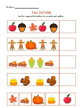 Preview of Fall Pattern Math Activity