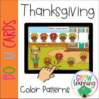 Preview of Fall Patterns Thanksgiving BOOM Cards™️ for Pre-K Math Centers - Turkey Colors