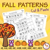 Fall Patterns Worksheets | Cut and Paste Math Stations Act