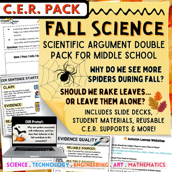 Preview of Fall Phenomena C.E.R. 2-Pack for Middle School: Spiders Autumn Leaves & More!