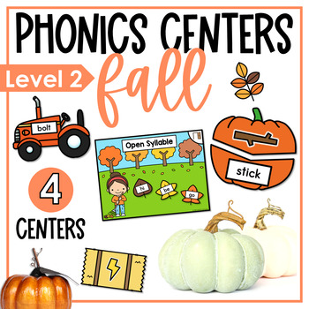 Preview of Fall Phonics Centers and Games - Level 2 | Glued Sounds | Blends