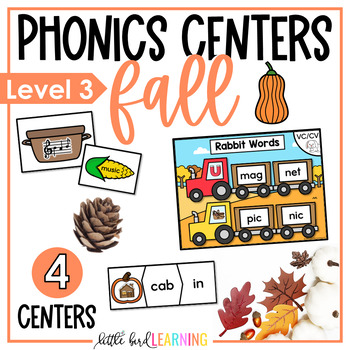 Fall Phonics Centers and Games - Level 3 | Fall Syllable Division Patterns