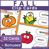 Fall Phonics Game for 1st Grade - Fall Clip Card Activity 