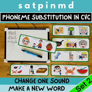 Preview of SATPIN MD CVC Writing | Initial, Middle, End Sound Substitution & Manipulation