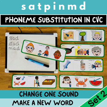 Preview of SATPIN MD CVC Writing | Initial, Middle, End Sound Substitution & Manipulation