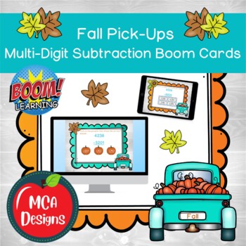 Preview of Fall Pick-Ups Subtraction Boom Cards
