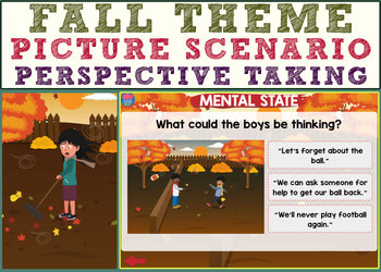 Preview of Fall Picture Scenario: Perspective Taking, Problem Solving Boom Cards