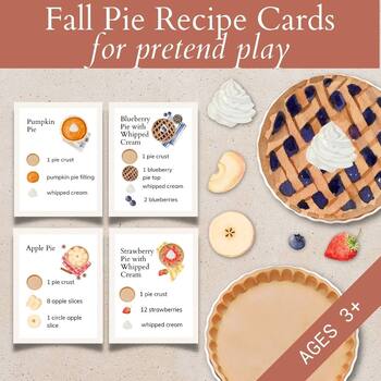 Preview of Fall Pie Recipe Card | Thanksgiving Dramatic Pretend Play | Sequencing Activity