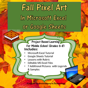 Preview of Fall Pixel Art in MS Excel or Google Sheets