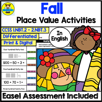 Preview of Fall Place Value Math Activities and Digital Assessment