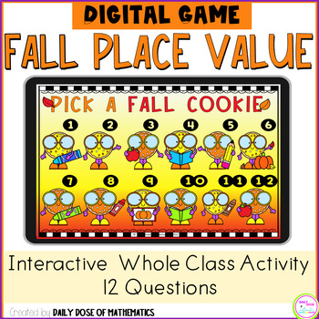 Preview of Fall Place Value Powerpoint Digital Practice Game Slides With Word Expanded Form