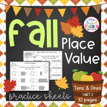 Preview of Fall Place Value Practice Sheets Tens and Ones