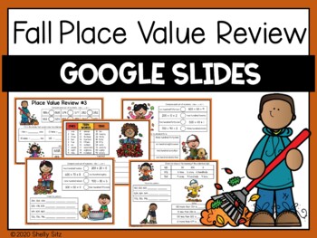 Preview of Fall Place Value for 2nd Grade Google Slides  2.NBT. 1, 2.NBT, 2.NBT.3, 2.NBT.4