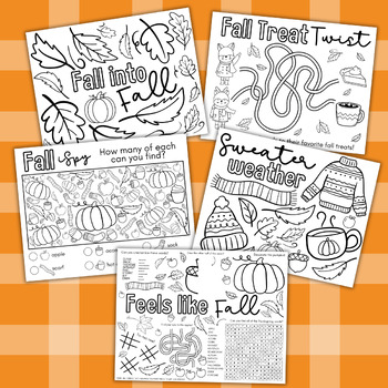 Preview of Fall Placemat Activity Printable Pack