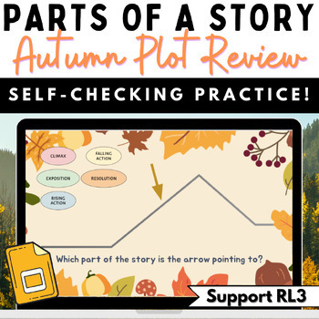 Preview of Fall Plot Self-Checking Test Prep Review | Support RL3 Autumn Plot Google Slides