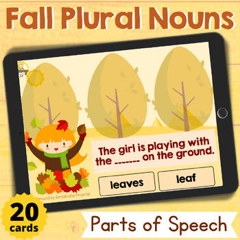 Preview of Fall Plural Nouns Parts of Speech Boom Cards