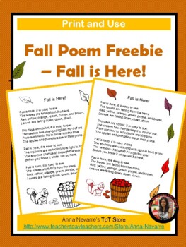 Preview of Fall Poem Freebie - Fall Is Here!