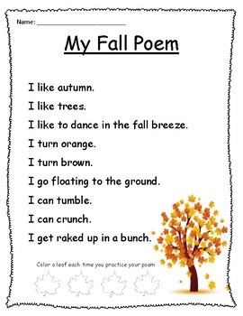 Fall Poem and Activity by TwirlingTeacher | Teachers Pay Teachers