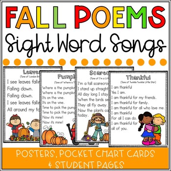 Preview of Fall Poems - Fall Sight Word Songs - Pocket Chart and Student Pages