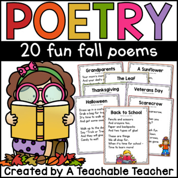 Preview of Fall Poems for Poetry Unit - Poem Worksheets