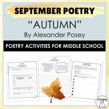 Preview of Fall Poetry Activities for Middle School - "Autumn" by Alexander Posey