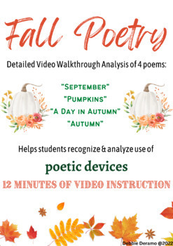 Preview of Fall Poetry: Detailed video analysis of 4 poems; poems included