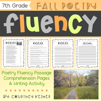 Preview of Fall Poetry Fluency Passage & Comprehension Activities 7th Grade