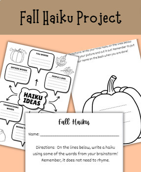 Preview of Fall Poetry Haiku Activity ELA