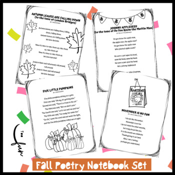 Fall Poetry Notebook Set (poem of the week) by School's Not Boring