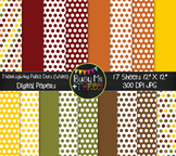 Fall Polka Dots on White Digital Papers | Commercial Use D