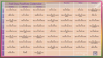 Preview of Fall Self Care Calendar