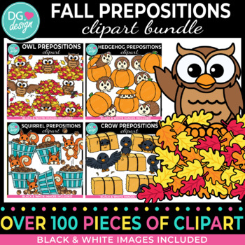Preview of Fall Preposition Clipart Bundle | Preposition Clipart | Positional Clip Art