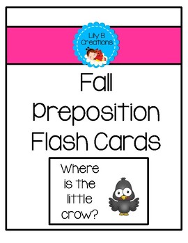 Preview of Fall Preposition Flash Cards