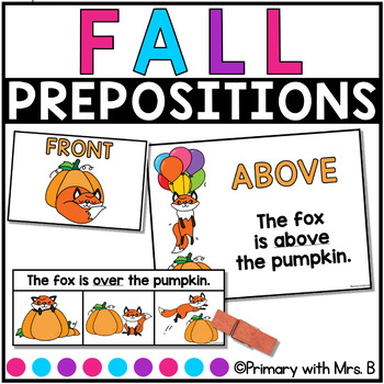 Fall Prepositions Activity | Kindergarten Literacy Center | Clip it Cards