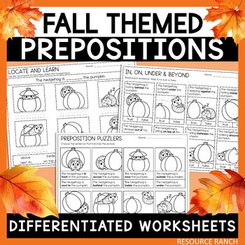 Preview of Fall Prepositions and Prepositional Phrases Worksheets