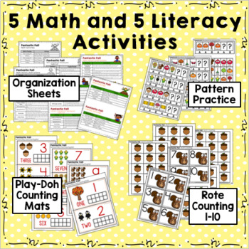 Fall Preschool Math and Literacy Activities | TPT