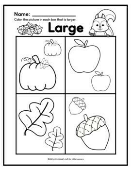 Preschool Math Concepts Fall Printables by Linda's Loft for Little Learners