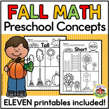 Preview of Fall Math Concepts Worksheets for Preschool