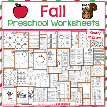 Fall Preschool Worksheets by Ms Stephanies Preschool | TpT