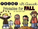 Fall Printables {Literacy and Math}