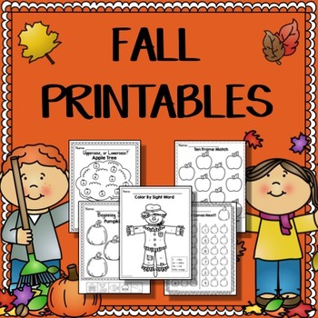 Preview of Fall Worksheets for Kindergarten