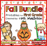 Fall Printables (BUNDLE) - First Grade Literacy, Math, and
