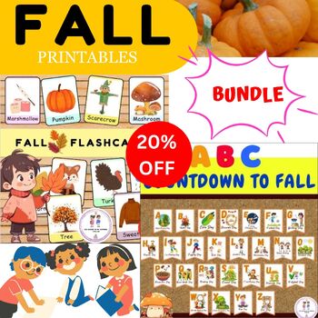 Preview of Fall Printables  Bundle  For Kids /Autumn  Bulletin Board and Flashcards