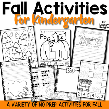 Preview of Fall Activities for Kindergarten Math, Reading and Writing