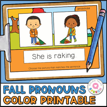 Preview of Fall Pronouns Color Printable | Grammar