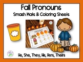 Fall Pronouns Smash Mats and Coloring Sheets