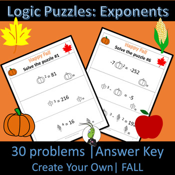 Preview of Fall Properties of Exponents | Logic Puzzles | Algebra 1