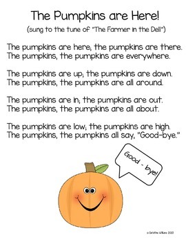 Fall Pumpkin Action Chants - Prepositions / Positional Words by ...