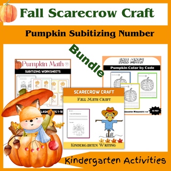 Preview of Fall Pumpkin Activity|Subitizing Worksheet|The Little Scarecrow Boy Craft Bundle
