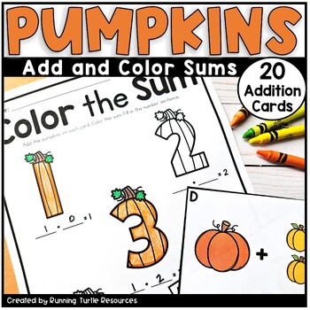 Preview of Fall Pumpkin Add and Color Kindergarten Addition Count the Room